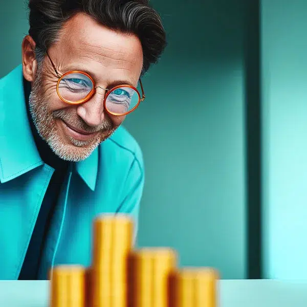 Homem com óculos laranjas sorrindo, representando a transparência da Auditoria de plano de saúde empresarial e redução de custos da Bentec